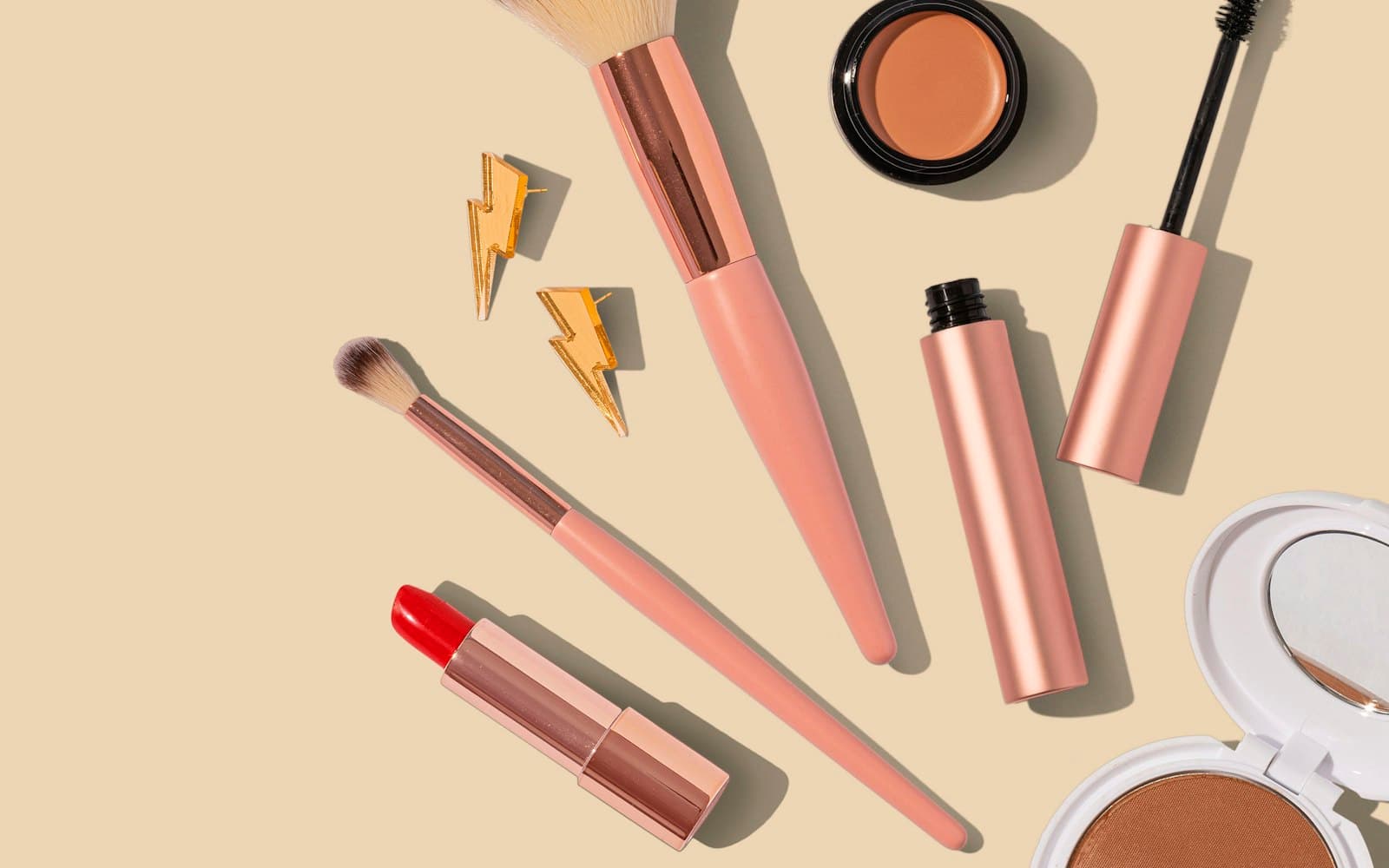 Makeup and shopping clutter on a table — recovery should name the SKU, not “Hey, you left something.”