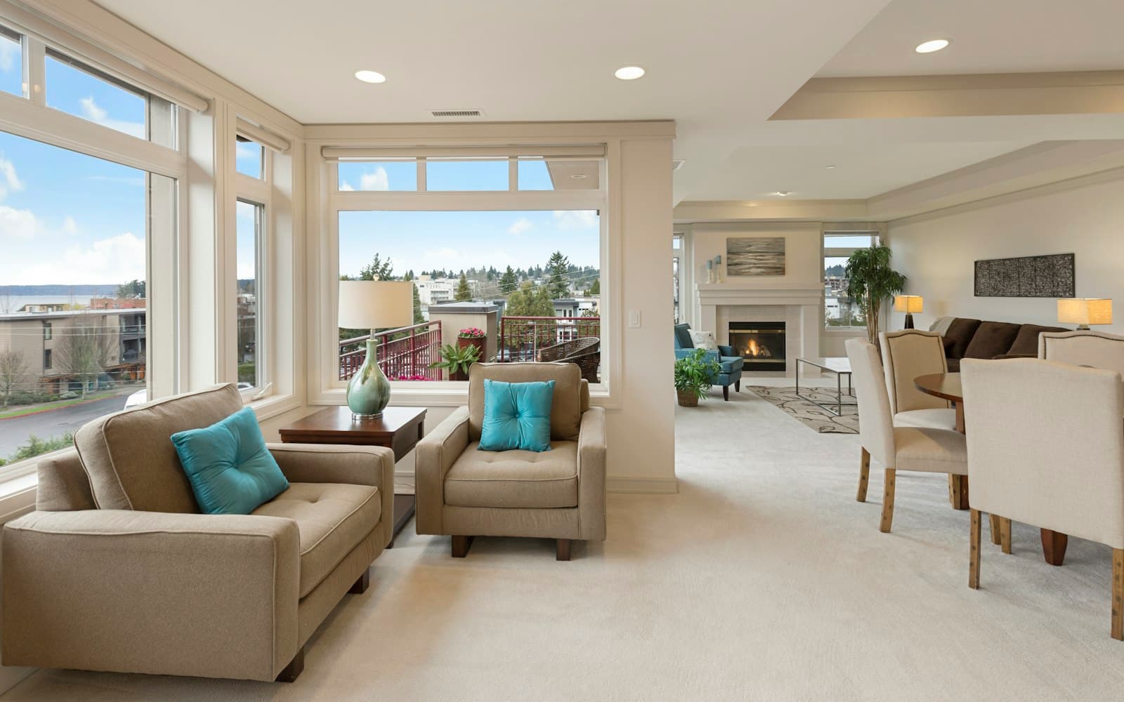 A bright living room staged for a viewing — feedback belongs on the visit record, not in a voice note that nobody tagged.