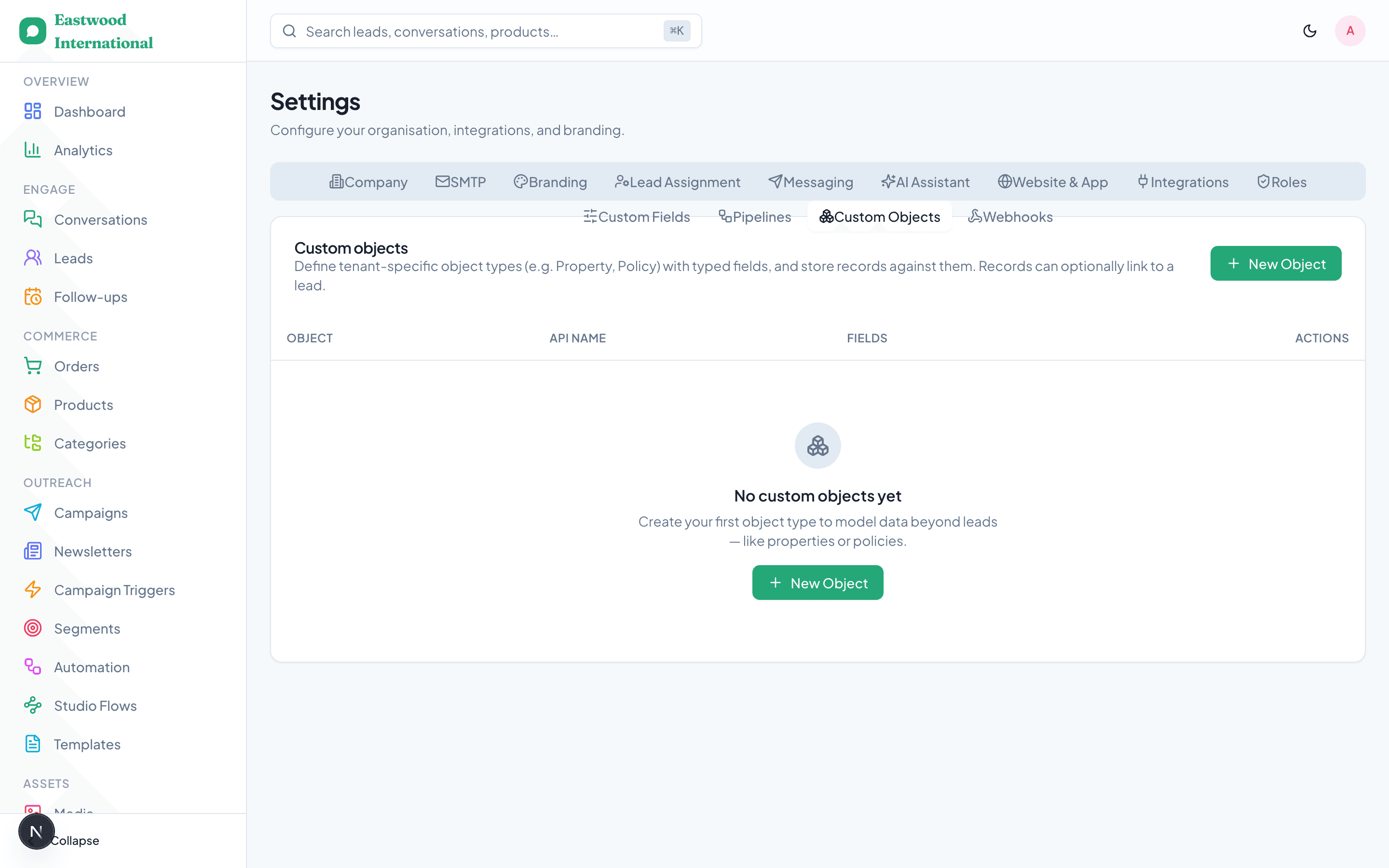 A custom object such as a property listing