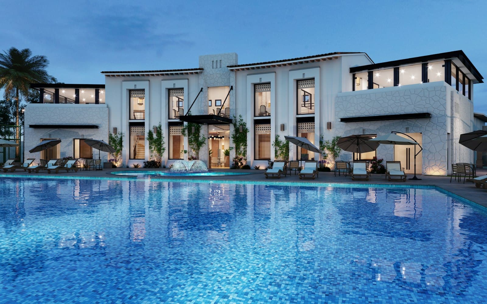 A boutique facade over a pool — twenty-two keys still need one guest record.