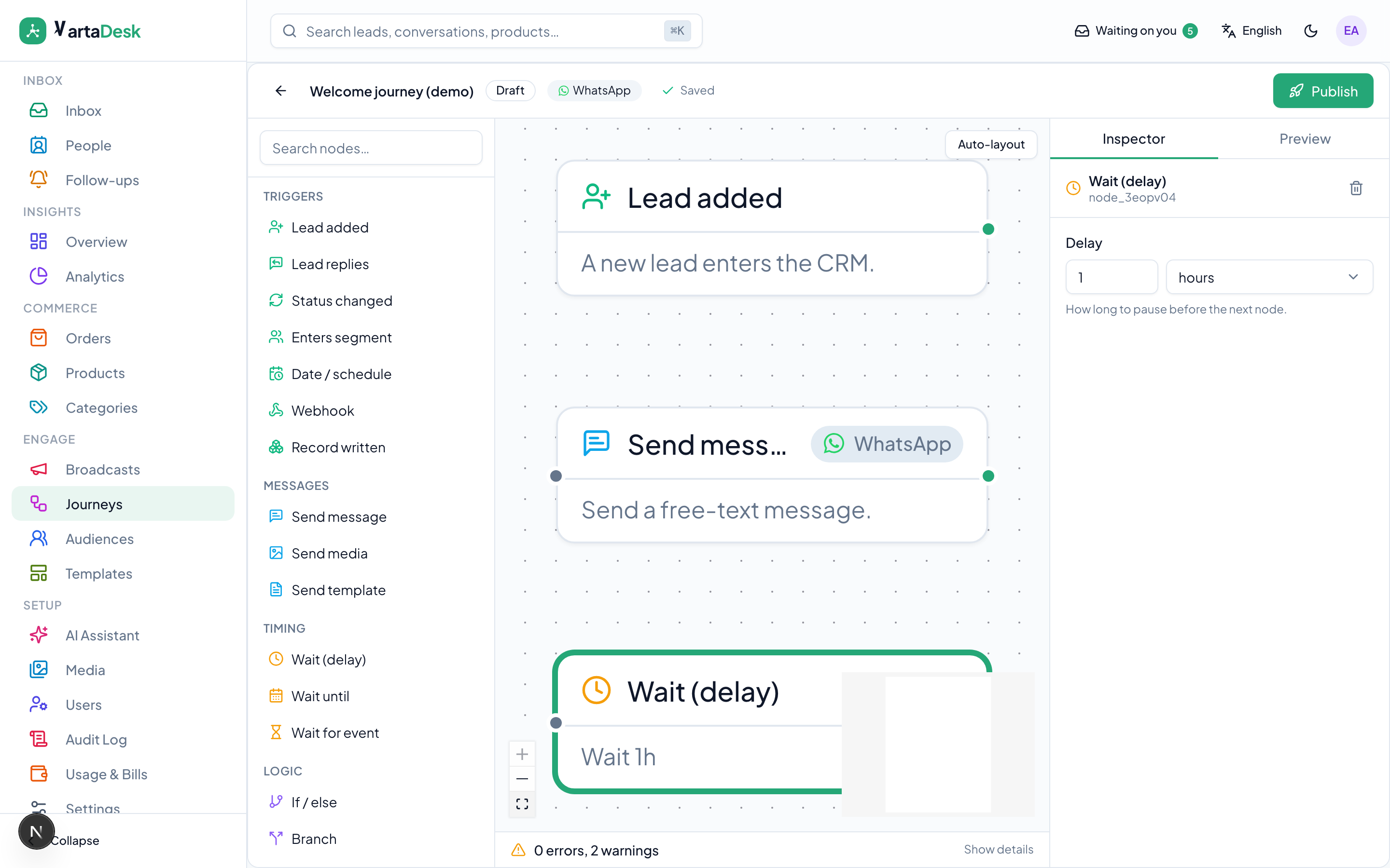 VartaDesk Flow Studio journey builder