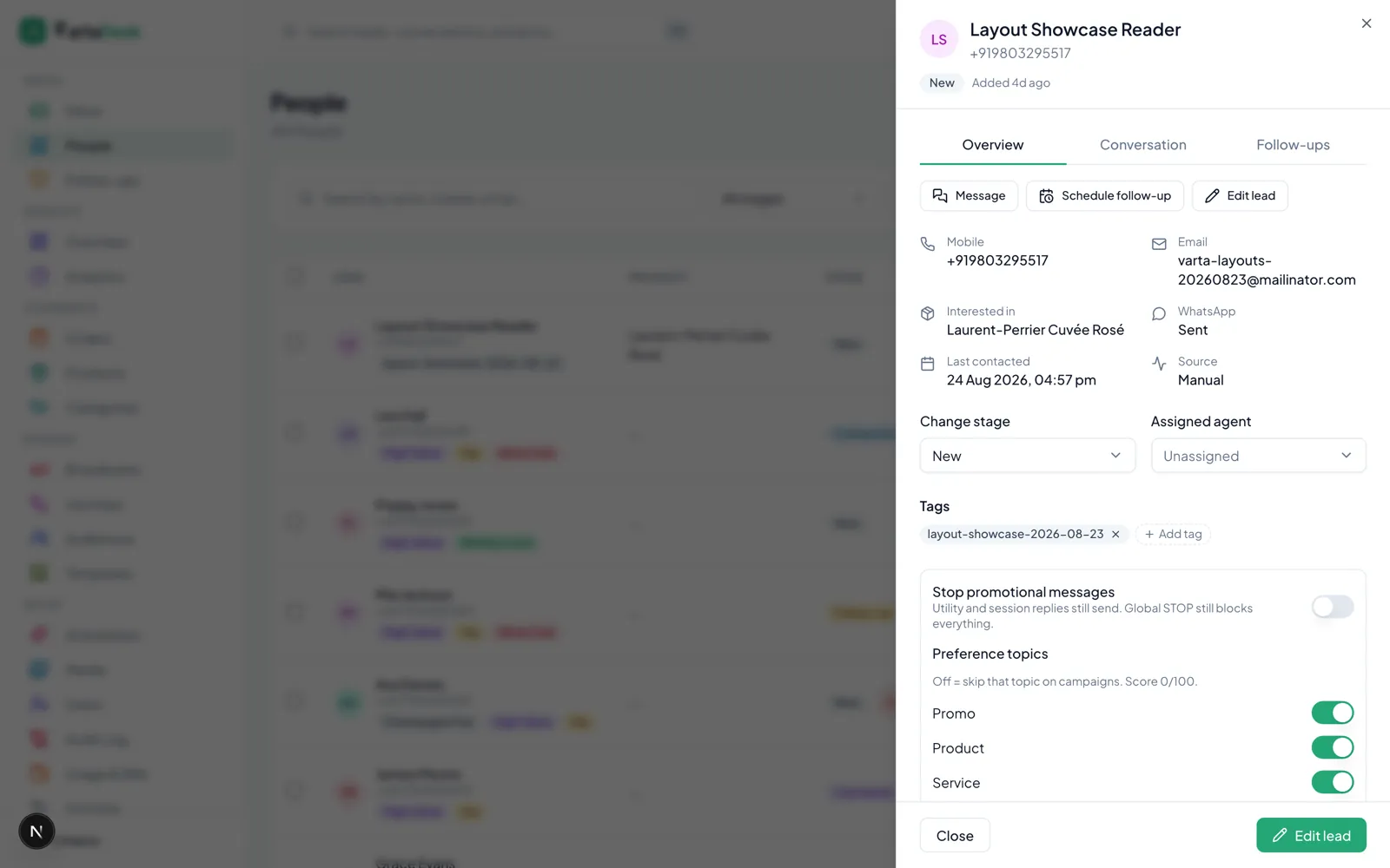 AI agent with lead context on the conversation